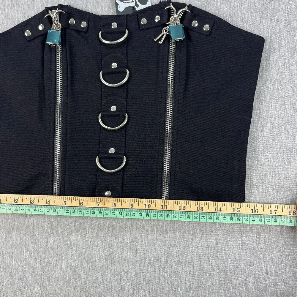 Lip Service Corset Top Womens XL Black Zipper D-Ring Bondage Fetish Bustier NEW - Picture 10 of 10